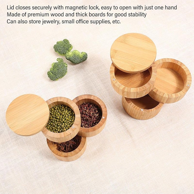 Wooden 3 Tier Rotating Spice Rack Space Saving Kitchen Storage Organizer - Image 2